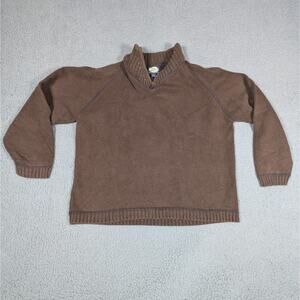 Tommy Bahama Sweater Mens Size Large Brown Cotton Half Zip Pullover Y2K